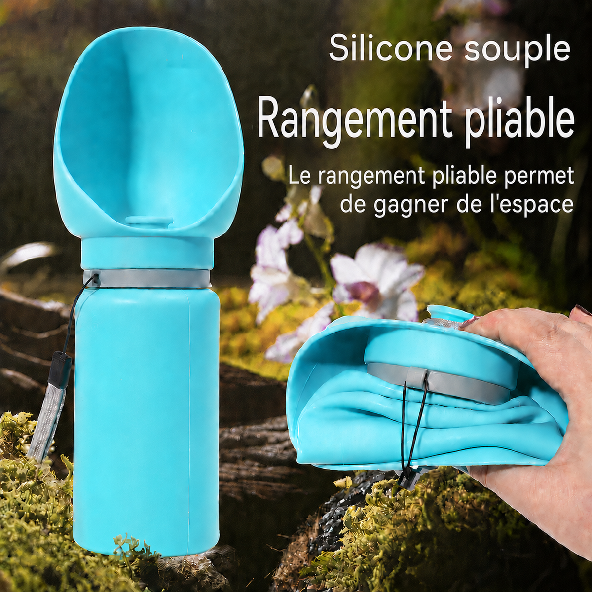 La gourde pliable HydraCool incluse dans le Kit Promenade
