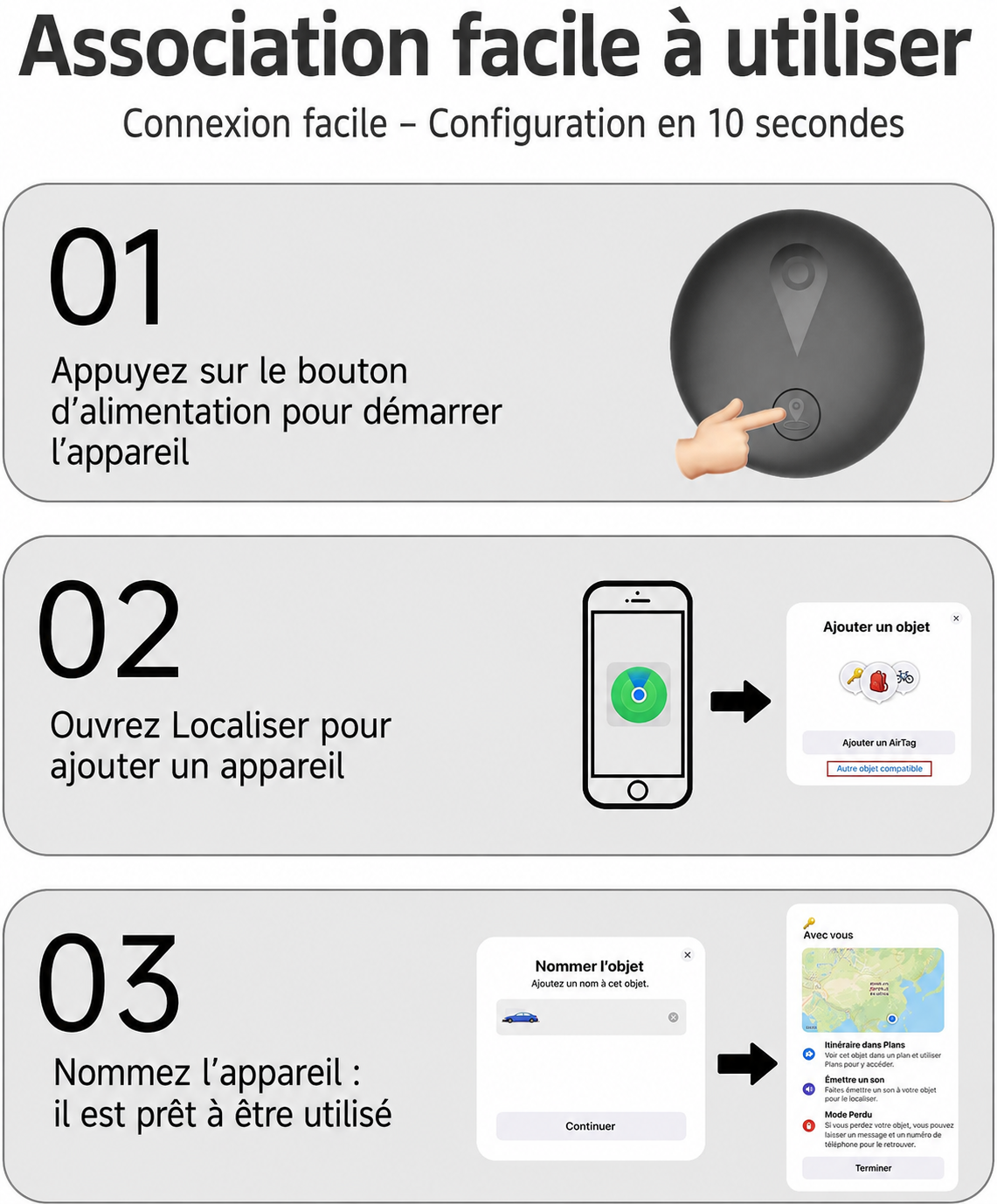 La position du chien affichée dans l'application Localiser